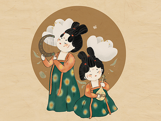 国风插画 · 盛世唐宫-华夏夜宴 仕女图