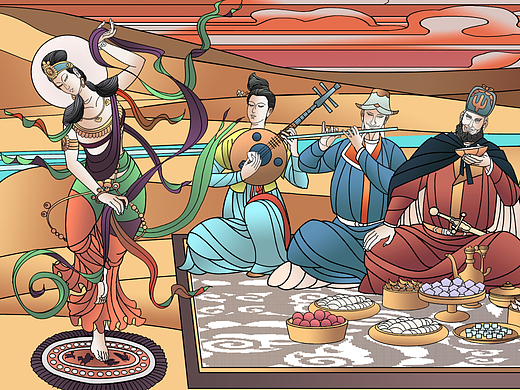 层板画~景箱~展馆画~连环画、国画喀什香妃园民俗馆