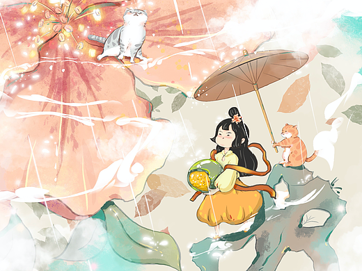 原创国风插画|二十四节气•清明|杜鹃花🌺