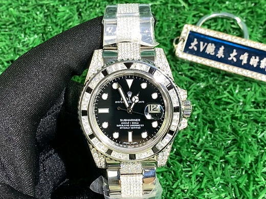 黑水鬼改装后镶钻，后镶钻升级表带中间镶钻款黑水鬼！