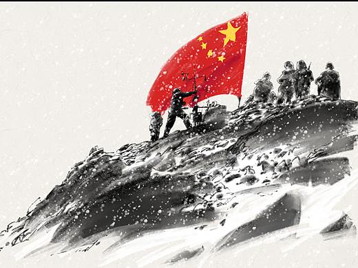 珠穆朗玛峰科考 插画 中国风