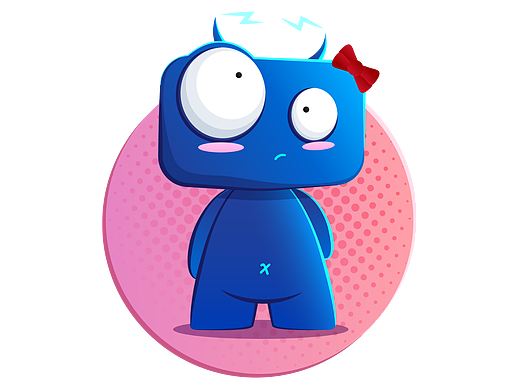 IP形象，蓝色的小外星人-方脑壳