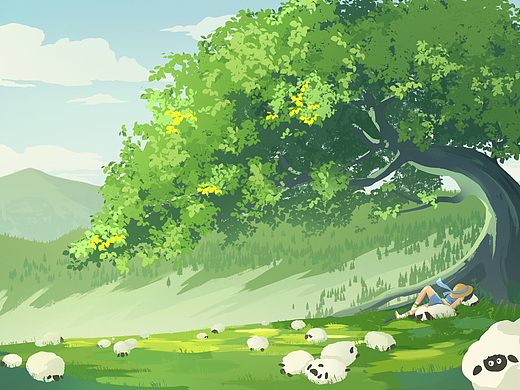 樹四季治愈系列插畫（個(gè)人主頁-ZNjU4MzM3MzI=） - 創(chuàng)作習(xí)作 - 站酷設(shè)計(jì)師插畫師樂陶陶原創(chuàng)素材 - 站酷ZCOOL