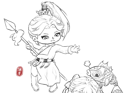 古风q版线稿（个人主页-ZNjMxMDU5NjQ=） - 儿童插画 - 站酷设计师绵羊好闲原创素材 - 站酷ZCOOL