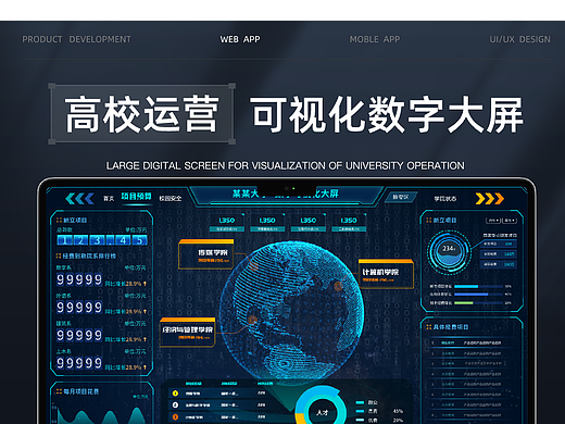 高校运营管理平台数字可视化3D大屏