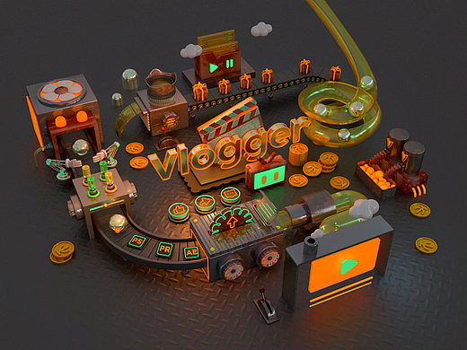 C4D 流水线工厂练习