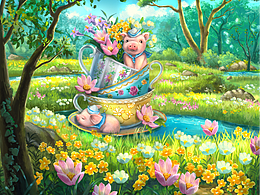 花園里的茶杯豬