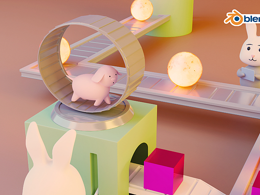 《蜜兔月亮工厂》Blender 3D场景