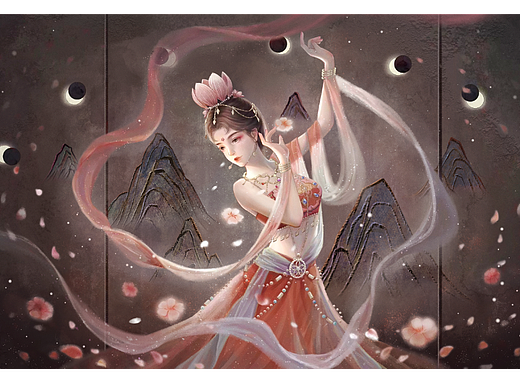 古风插画 桃花舞姬