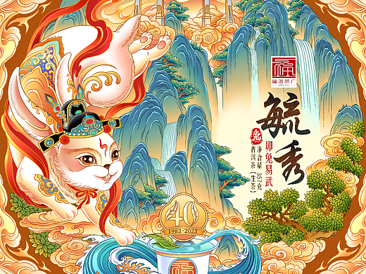 福海茶业兔年生肖插画