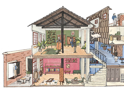 GENTSPACE上海建业里店横截面插画