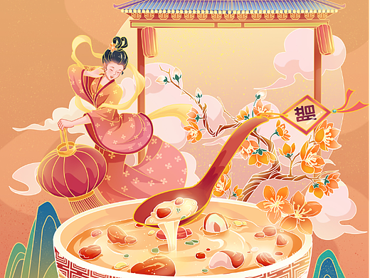 中国风插画/古建筑元素