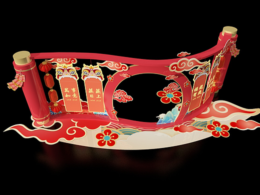 新春打卡点设计3D效果图