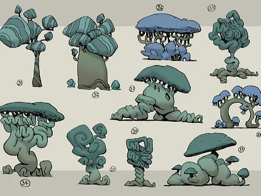 【绘画素材】一组奇奇怪怪的植物画法参考！