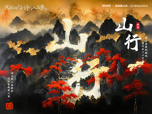 《山行》丨 爱这层林尽染，枫叶流丹（个人主页-ZNjgxNTkyMTI=） - AI作品 - 站酷设计师孙啊尧原创素材 - 站酷ZCOOL