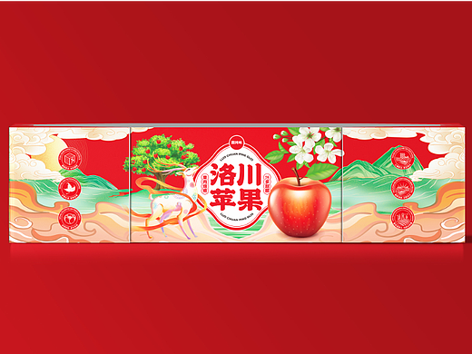 国潮手绘苹果包装设计