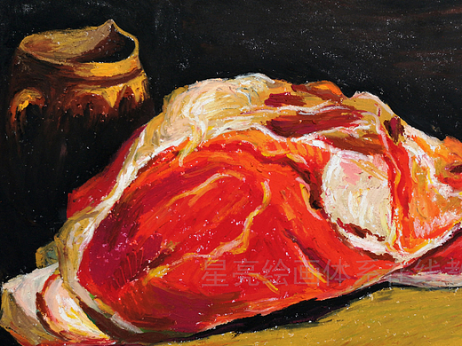 油画棒绘画肉