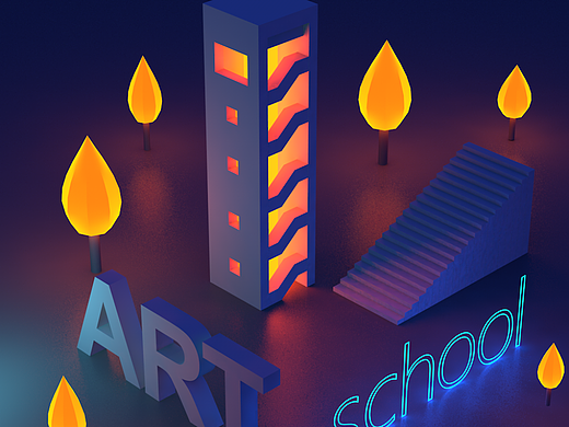 李翔老师C4D入门案例10-2 艺术学院