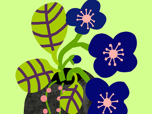 花卉插画设计 花瓶与花朵绘画 植物装饰画 挂画