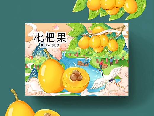 枇杷插画手绘