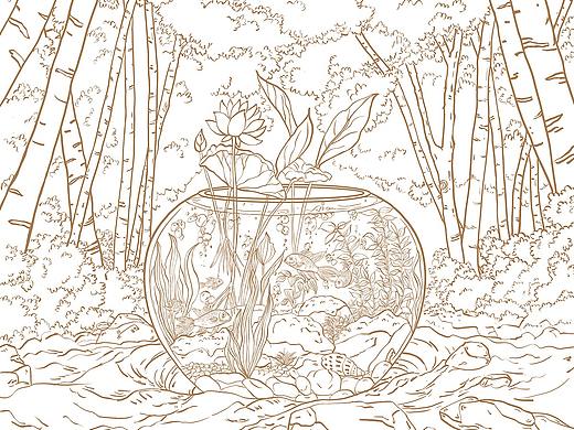 《囚》风景插画类线稿，估计要过段时间才能上色啦！