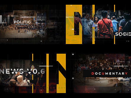 AE模板 | 简洁动态组合大牌新闻发布动画全屏标题