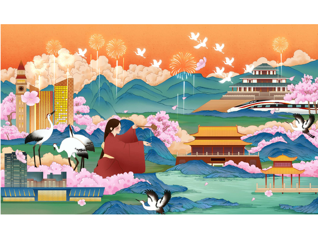 富美鹤壁国潮插画