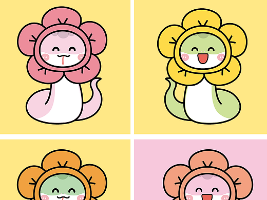 蛇年有钱花卡通形象插画表情包头套蛇宝宝生肖头像刺绣