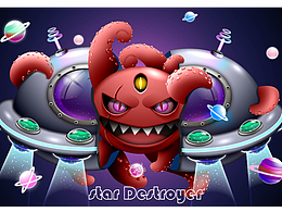 伪3D插画——宇宙恶魔大章鱼