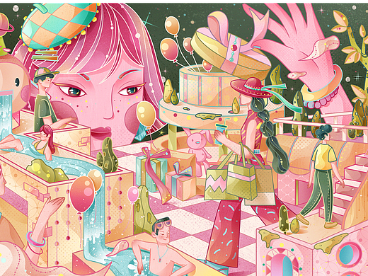 国风摩登星球商业插画