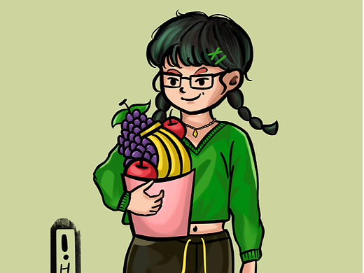 可爱女孩插画人物5——水果要新鲜