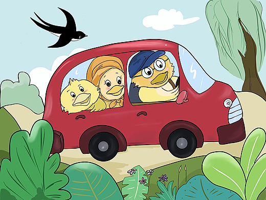 鸭子一家自驾春游