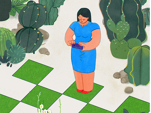 仙人掌系列(Cactiland)-綠洲（個人主頁-ZNjAwOTU2MDQ=） - 商業(yè)插畫 - 站酷設(shè)計師馬辣辣Malala原創(chuàng)素材 - 站酷ZCOOL