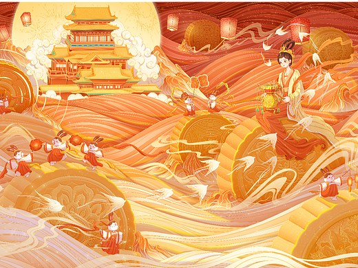 中秋国潮插画包装礼盒设计