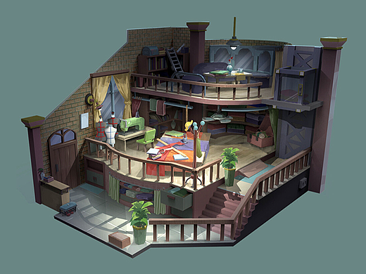 【3dmax场景建模】卡通裁缝铺小场景模型制作教程。 