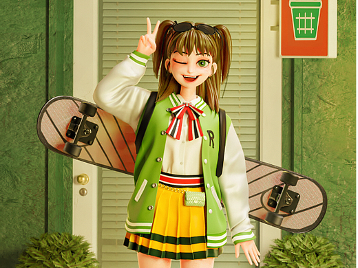 blender人物建模——滑板女孩