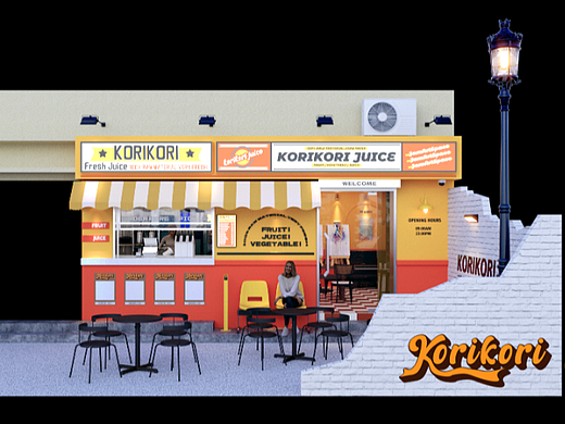 korikori juice可妍鲜榨蔬果汁#商业门头设计#美式复古