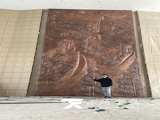 家装纯铜锻造浮雕万里长征壁画做背景墙瞬间提升档次