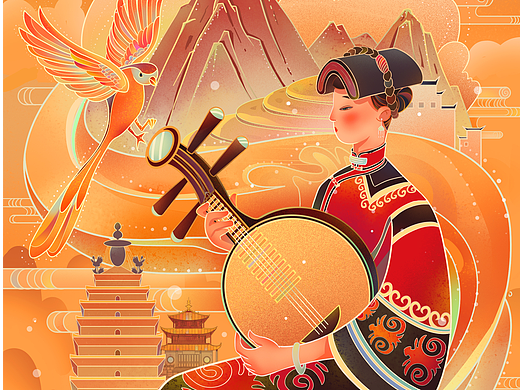 日报风 国潮风  |  弹月琴的彝族姑娘