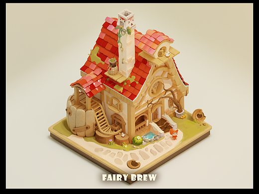 Fairy Brew卡通小屋单体 blender