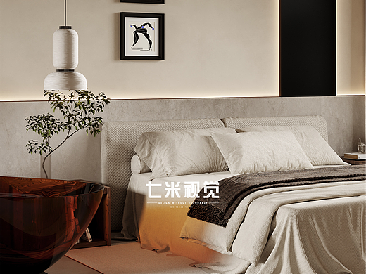 近期渲染作品×侘寂风卧室 | 七米视觉表现