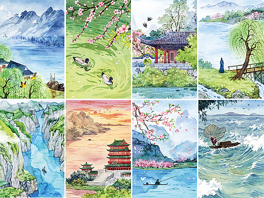 《古诗文中的科学》水彩插画配图（1）