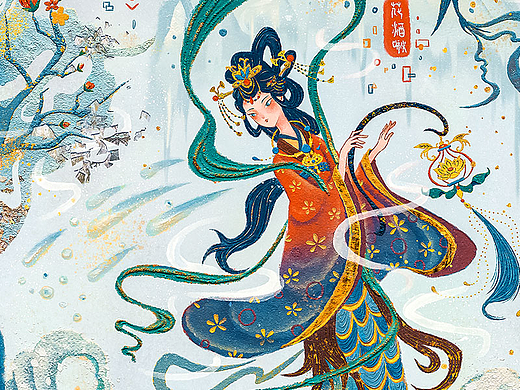 仿岩彩板绘