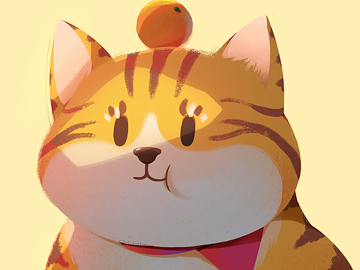 原创卡通可爱头顶橘子的橘猫萌宠动物头像插画包装文创