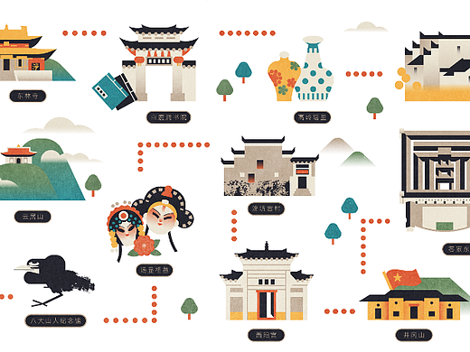 中国地理旅游地图插画