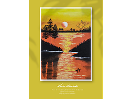 油畫棒 | 河邊夕陽