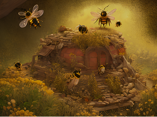 蜜蜂的小家，蜜蜂辛勤劳作（个人主页-ZNjM0OTg4NTI=） - AI作品 - 站酷设计师疯狂的兔纸原创素材 - 站酷ZCOOL