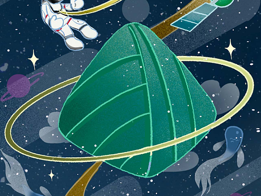 端午插画海报-星际棕“球”星