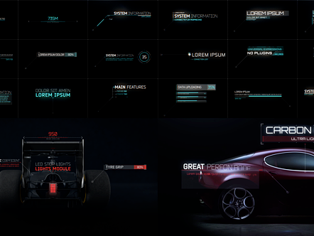 AE模板|简约形状图层动态HUD元素标注标题展示精彩