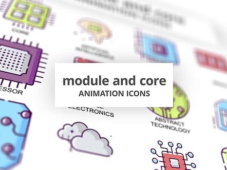 AE模板 | 简单动漫循环动画核心模块图标展示